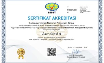 Jurusan Ilmu Politik Unsoed Pertahankan Status Akreditasi ‘A’